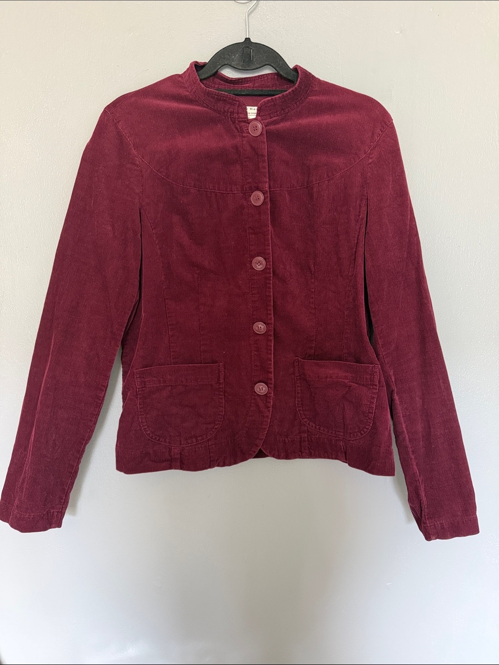 Vintage Crazy Horse Burgundy Corduroy Button Jacket - Size Large - Dark Academia
